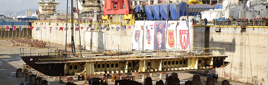 Laying the keel of the Turkish amphibious assault ship designed by NAVANTIA
