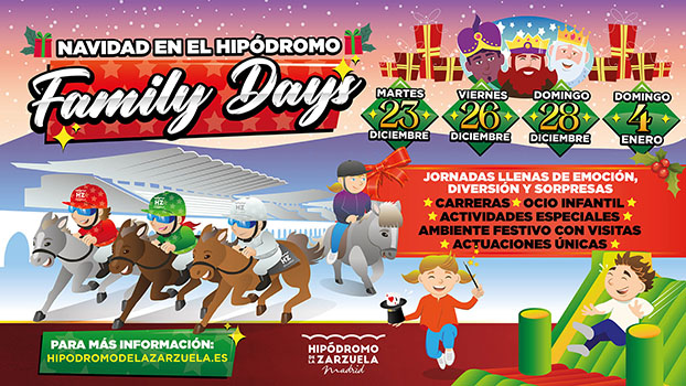Navidad en el Hipódromo de La Zarzuela con los Family Days: 23, 26 y 28 de diciembre, y 4 de enero