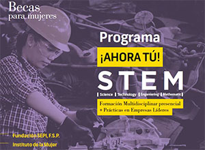 Cartel del programa Ahora Tú de las becas Fundación SEPI y Telefónica
