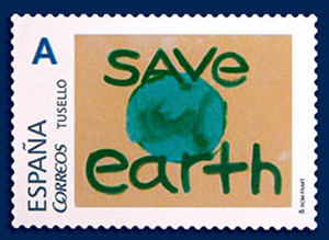 Sello con el mensaje Save Earth