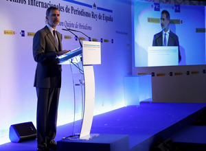 El rey de España, Felipe VI, durante discurso en la última entrega de los premios.