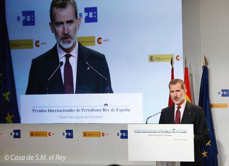 Felipe VI durante su intervención en los Premios Rey de España