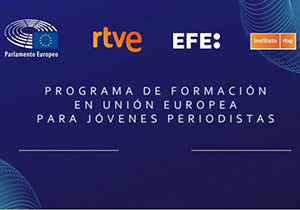Cartel de las Jornadas de formación en la UE para jóvenes periodistas.